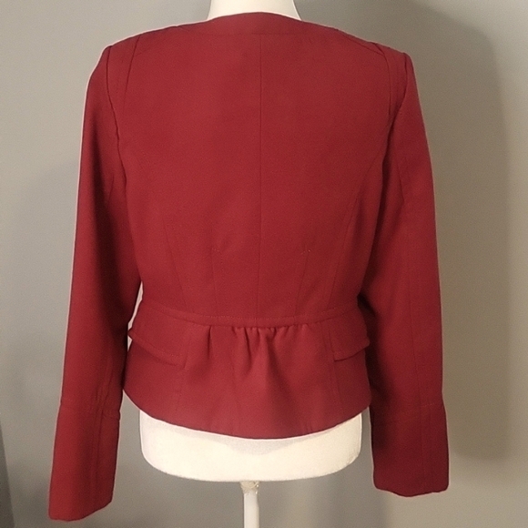 Express Vintage Structured Peplum Lined Zip Front Red Moto Jacket Size M - Picture 3 of 14